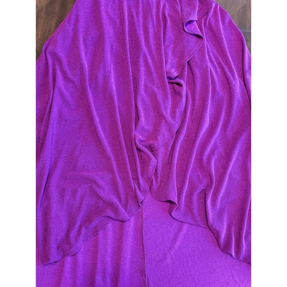 Formal Long Dress Womens L Raspberry Shimmer Strappy One Shoulder Tiered Prom - Picture 8 of 9